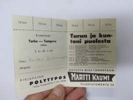 Kuntokävely Turku-Tampere ottelu 1964
