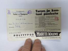 Kuntokävely Turku-Tampere ottelu 1964