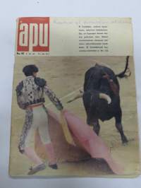 Apu 1965 nr 40, El Cordobés - härkätaistelija, Ravit ja surkea tekniikka, Veikko Ennala - Kauhun yö Karvaselän tuvassa, Hanna putosi 5. kerroksesta, Tunisia, ym.