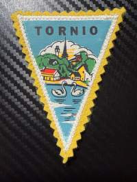 Tornio -kangasmerkki / matkailumerkki / hihamerkki / badge -pohjaväri keltainen