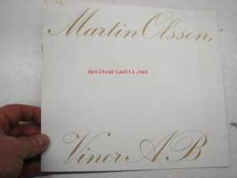 Martin Olsson Viner Ab, Stockholm vinagenturs brochsyr -viini- ja alkoholiagentuurin esite