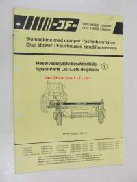 JF Slåmaskine med crimper - Disc mover - Scheibenmäher - Faucheuses conditionneuses GMS 2400D, 2800D, GCS 2400D, 2800D Spare Parts List 1 -niittokone