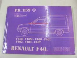 Renault F40 1986>1990 P.R. 1159 5 F40H, F40M, F400, F401, F402, F404, F407 9/1989 varaosaluettelo