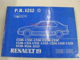 Renault 19 1989>1990 P.R. 1212 2 C53B, C53C, C53E, C53M, C53P, C530, C531, C532, C533, C534, C537, C539, S530, S534, S537 9/1989 varaosaluettelo