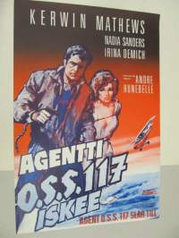 Agentti O.S.S. 117 iskee - Agent O.S.S. 117 slår till -elokuvajuliste, Kerwin Mathews, Nadia Sanders, Irina Demich, Andre Hunebelle