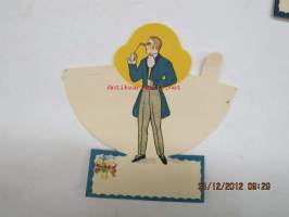 Kutsujen pöytäsijoitus- / istumapaikkakortti, kuvittanut J.L.