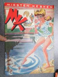 Miesten Kesken 1951 nr 5 -miehille suunnattu ajanvietelehti mm. artikkeli; Opiumsalakuljetusta kamelinvatsassa, Albert Einstein, Ympärileikkaus, Kevytmielinen