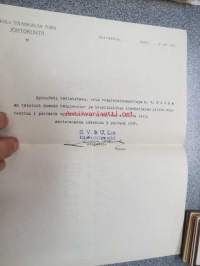 SVUL:n Itä-Karjalan piirin johtokunta, Sortavala, todistus K.V. Tikka toiminut piirin sihteerinä...-asiakirja