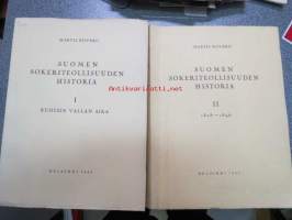 Suomen sokeriteollisuuden historia I-II : Ruotsin vallan aika / 1808 - 1896.
(Kaksi erillistä kirjaa)