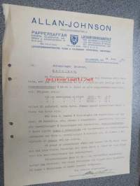 Allan-Johnson Pappersaffär, ljuskopiering, Helsinki, 24.12.1921 -asiakirja
