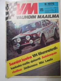 Vauhdin maailma 1975 nr 9 -sis. mm. seur. artikkelit / kuvat / mainokset; Suzuki Wankel, Lella Lombardi, MM-Motocross, Ford Escort, Solifer, Ari Vatanen