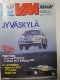Vauhdin Maailma 1983 nr 10, Jyväskylä, Kremer katuPorsche r5, Formula 1 Itävalta ja Hockenheim, BMW beachbike, SM 125, Ahveniston syyskilpailut, Mantorp Drag
