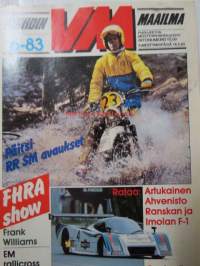 Vauhdin Maailma 1983 nr 6 -mm. Hämeenlinnan ajot, Citroen Visa GT, Suzuki RM jääradalla, SM drag, Räyskälän ja Ahveniston RR SM, Autosuunnistus, Chevy Nova