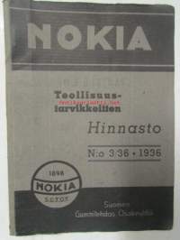 Nokia Teollisuusuus tarvikkeiden hinnasto nr 3/36 1936