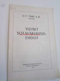 Yleiset sotavakuutusehdot O.Y. Mars A.B. 1915