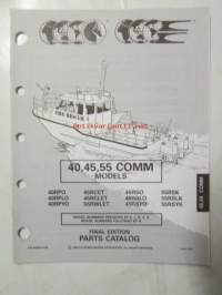 Johnson-Evinrude huolto 1993, 40, 45, 55 COMM Models, final edition Parts catalog, katso tarkemmat malli merkinnät kuvasta.