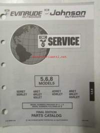 Johnson-Evinrude huolto 1993, 5, 6, 8 Models, final edition Parts catalog, katso tarkemmat malli merkinnät kuvasta.