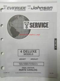 Johnson-Evinrude huolto 1993, 4 DELUXE Models, final edition Parts catalog, katso tarkemmat malli merkinnät kuvasta.