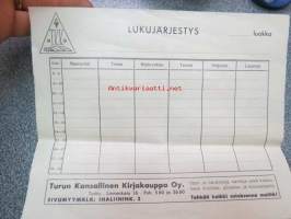 Kansallinen Kirjakauppa Oy -lukujärjestys