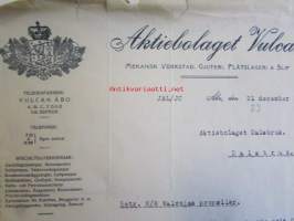 Aktiebolaget Vulcan Åbo, tarjouspyyntö, 21. december 1921