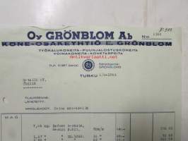 Oy Grönholm Ab, Turku 2/6. 1944 - asiakirja