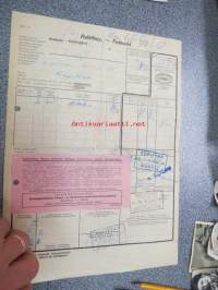 Oy Mahogany, Helsinki-Kupittaa -rautatierahtikirja 26.9.1946 tavaravakuutusmerkein