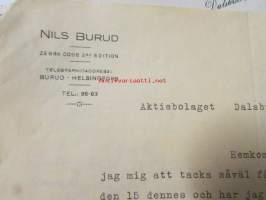 Nils Burud Aktiebolaget 29. juli 1921. -asiakirja