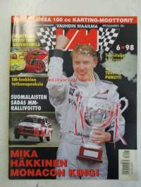 Vauhdin Maailma 1998 nr 6 -mm. Neste Rally Finlandin radiointi - rajoittamista vai kaupallisuutta vai?, Rata-SM Ahvenisto, Sukunimestä on etua, Ruotsalainen
