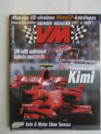 Vauhdin Maailma 2007 nr 4 -mm. Jääradan ME-nopeuskoe, Rallin virtuaali-SM, FOrmula 1 Australia Kimi, Renaultin F1 talli, DTM ja WTCC, CCWS- ja IRL sarjat,