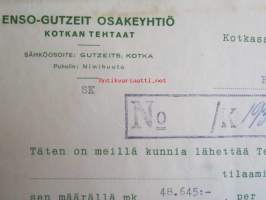 Enso-Gutseit Osakeyhtiö, Kotkassa syyskuun 15. 1942. -asiakirja
