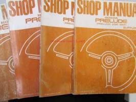 Honda Prelude Shop Manual 1979, Prelude Supplement 1979, Prelude 2DR SED Supplement 1980 and 1981, Sisältää Honda Preluden 4 eri korjauskirjaa, katson kuvista
