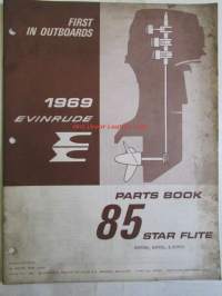 Evinrude 1969 Parts book 85 Star Flite (First in outboards), katso tarkemmat mallimerkinnät kuvista.
