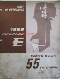 Evinrude 1969 Parts book 55 Triumph (First in outboards), katso tarkemmat mallimerkinnät kuvista.
