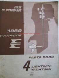 Evinrude 1969 Parts book 4 Lightwin yachtwin  (First in outboards), katso tarkemmat mallimerkinnät kuvista.